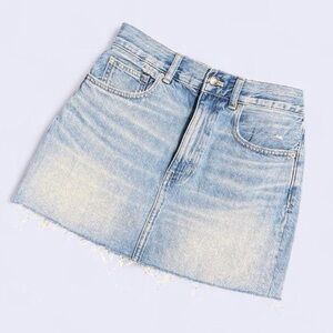 Madewell Light Wash Denim Frayed Hem Skirt